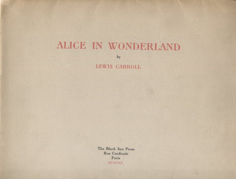 Item #20311 ALICE IN WONDERLAND. Lewis Carroll.