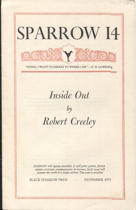 Item #21290 INSIDE OUT; SPARROW 14. Robert Creeley