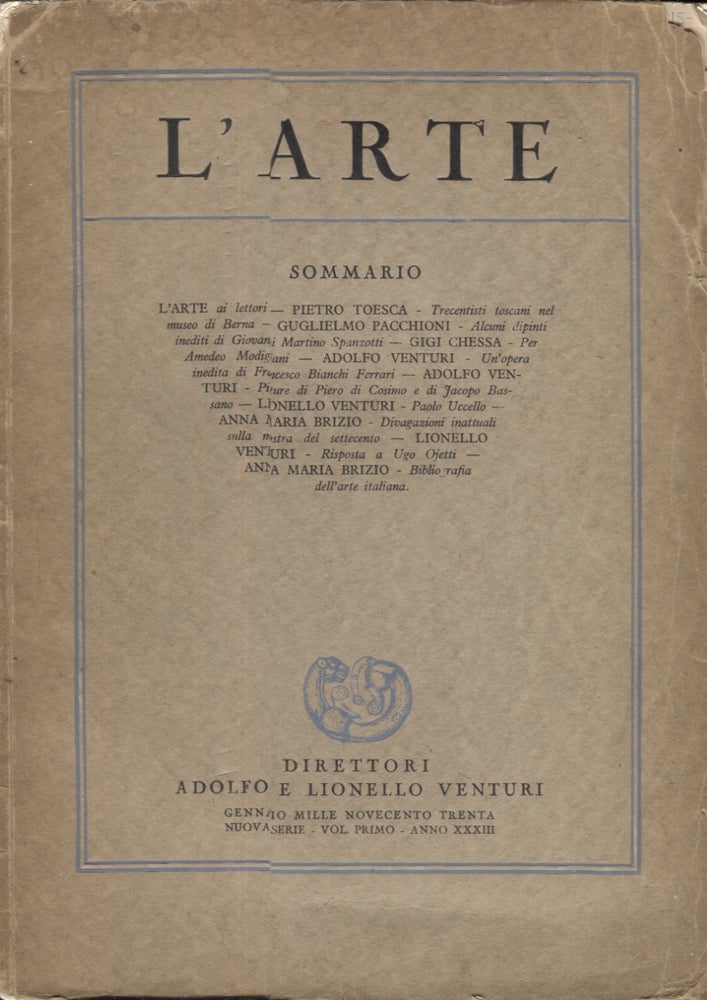 Item #21349 L'ARTE; Volume 1 New Series. Adolfo and Lionello Venturi.