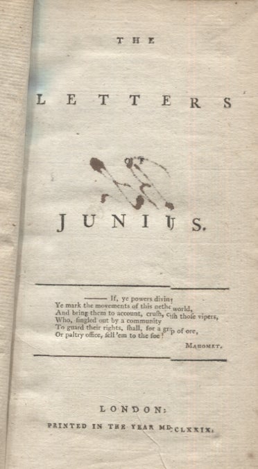 Item #5035 Letters of Junius. Junius.